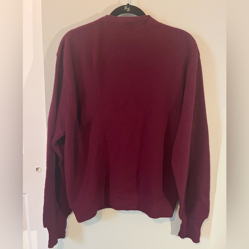 Vtg IZOD Lacoste Men's Burgundy Button Cardigan Sweater - Size L - Picture 4 of 7